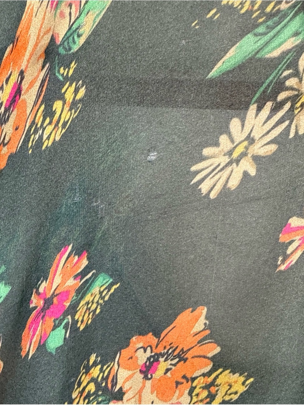Floral Beaded Kaftan Green Orange Pink Long Sleeve Flowy L Semi Sheer Glam - Picture 5 of 8